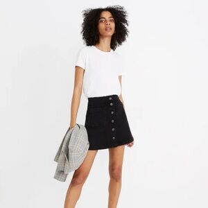 Stretch Denim A-Line Mini Skirt in Black Frost: Patch Pocket Edition - Madewell